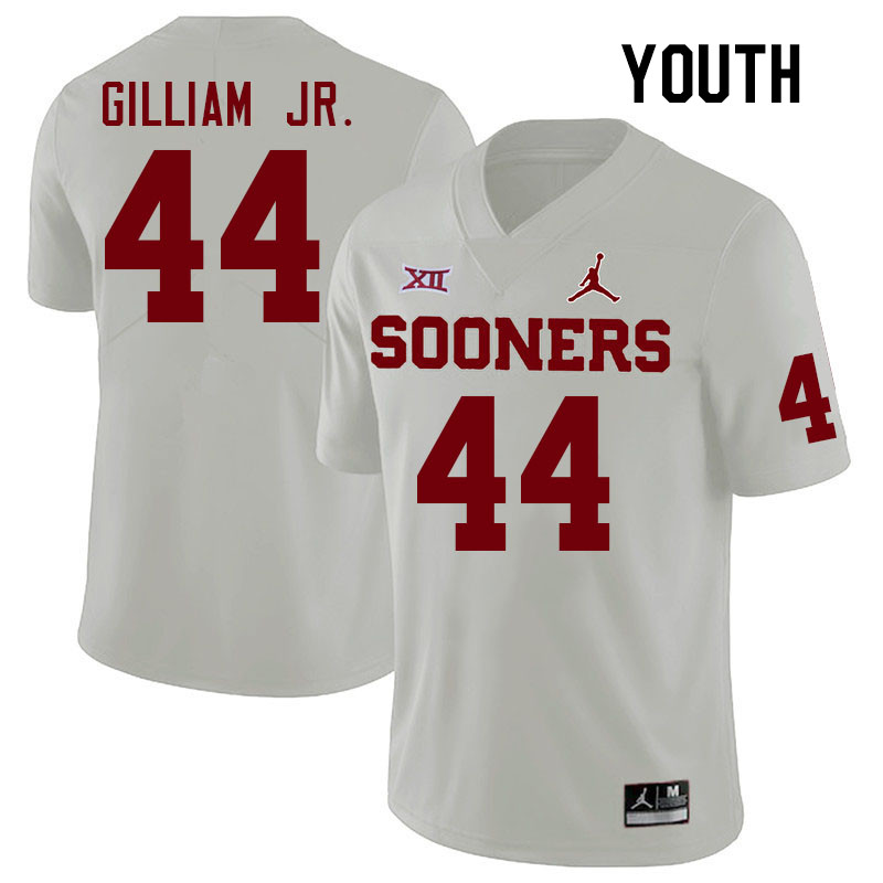 Youth #44 Kelvin Gilliam Jr. Oklahoma Sooners College Football Jerseys Stitched-White
